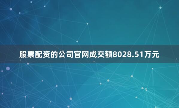 股票配资的公司官网成交额8028.51万元